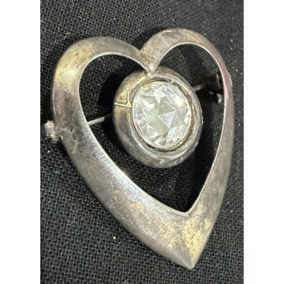 Lot of 3 Heart Brooch Pins – Vintage Style Gold & Silver Tone Rhinestone Red - Picture 6 of 11